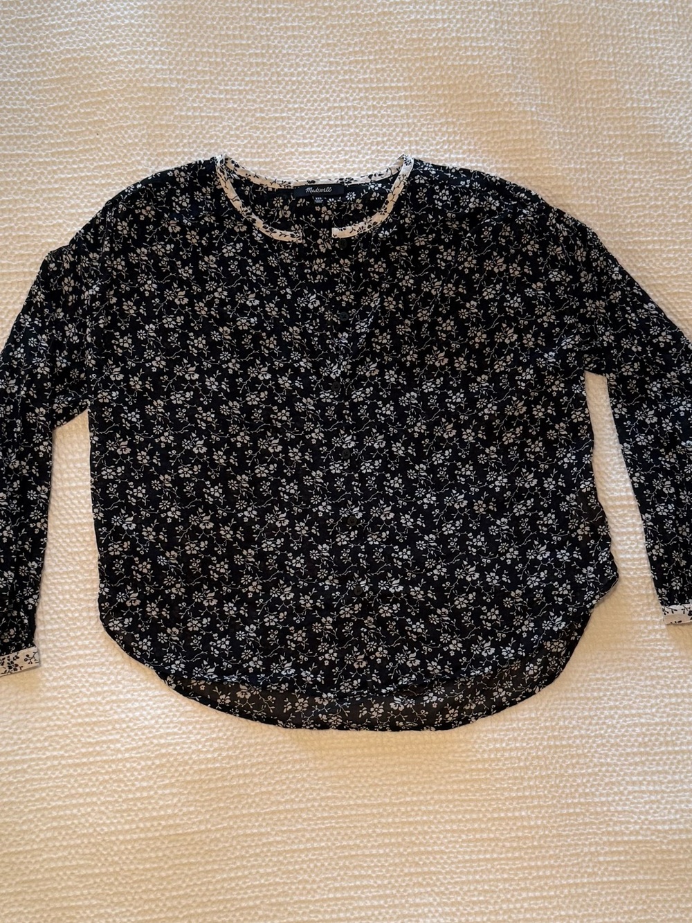 Madewell | Black White Floral Button-Front Blouse | Size = XXS